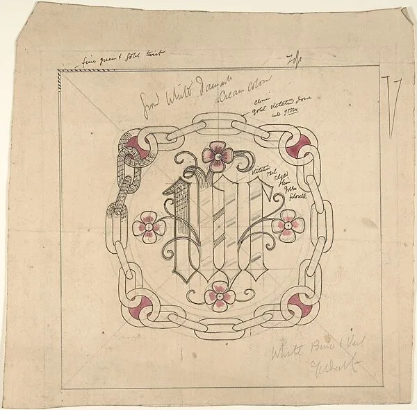 Design for Ecclesiastical Embroidery -- Veil and Bun — Ernest Geldart