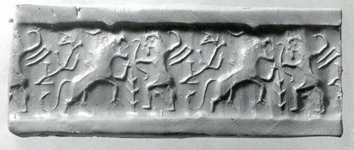 Cylinder seal with hunting scene