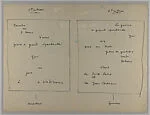 Documents concerning Parade: [Notes by Cocteau addressed to Satie, "Pour le numéro de la petite fille americaine"]