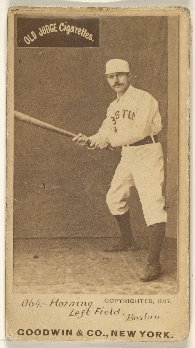 Horning, Left Field, Boston, from the Old Judge series (N172) for Old Judge Cigarettes — Goodwin & Company