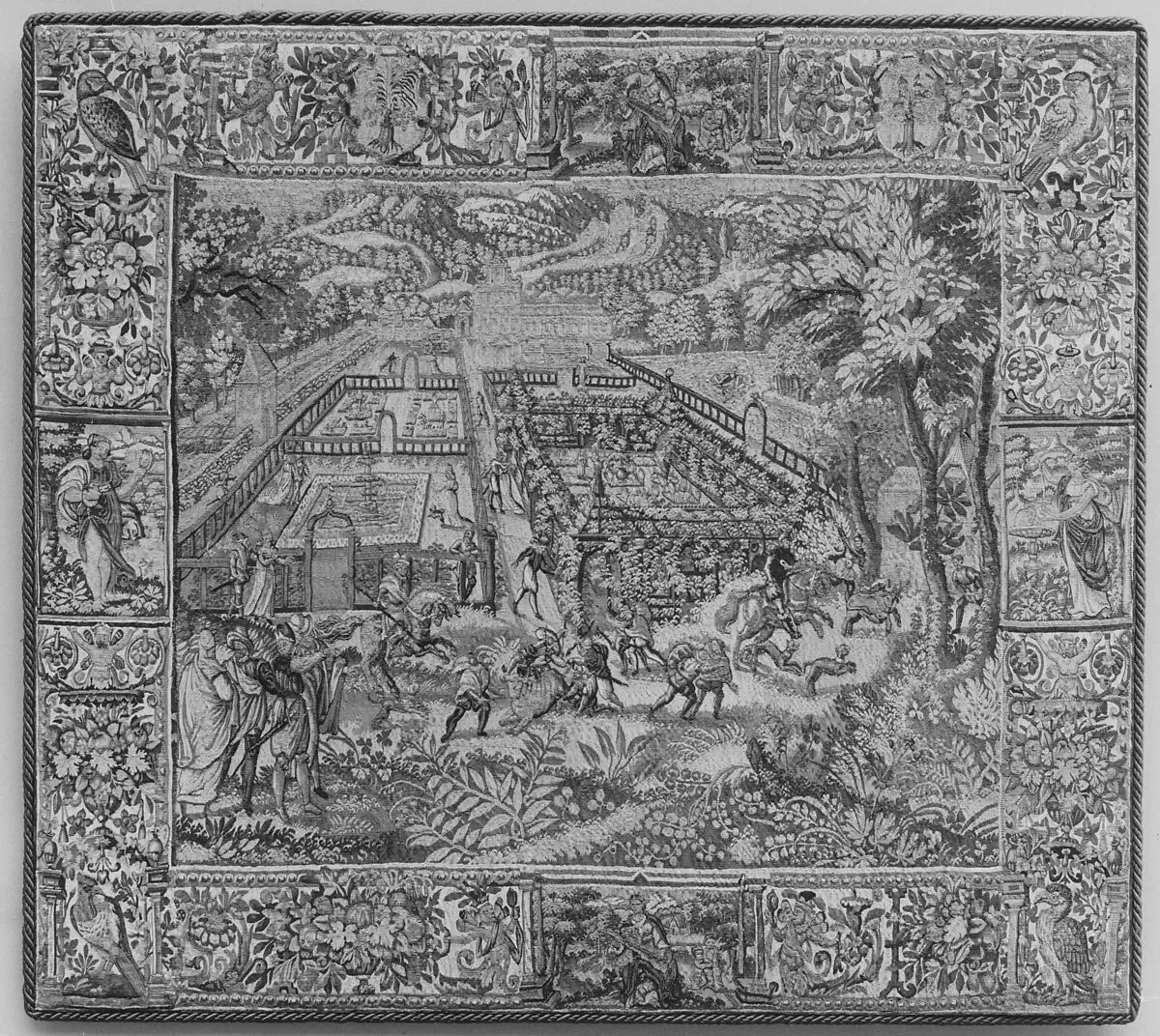 Garden and Hunting Scene — Unidentified Weaver's Mark
