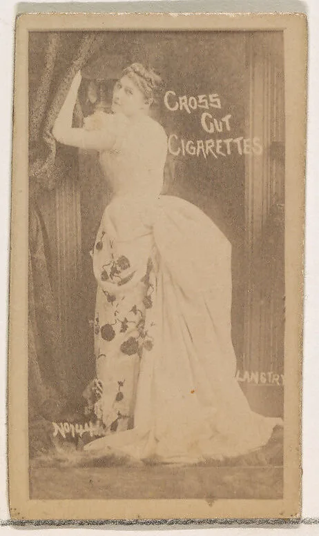 Card Number 144, Langtry, from the Actors and Actresses series (N145-1) issued by Duke Sons & Co. to promote Cross Cut Cigarettes — W. Duke, Sons & Co.