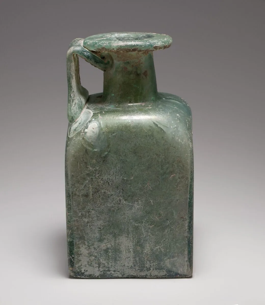 Glass square bottle — Unknown