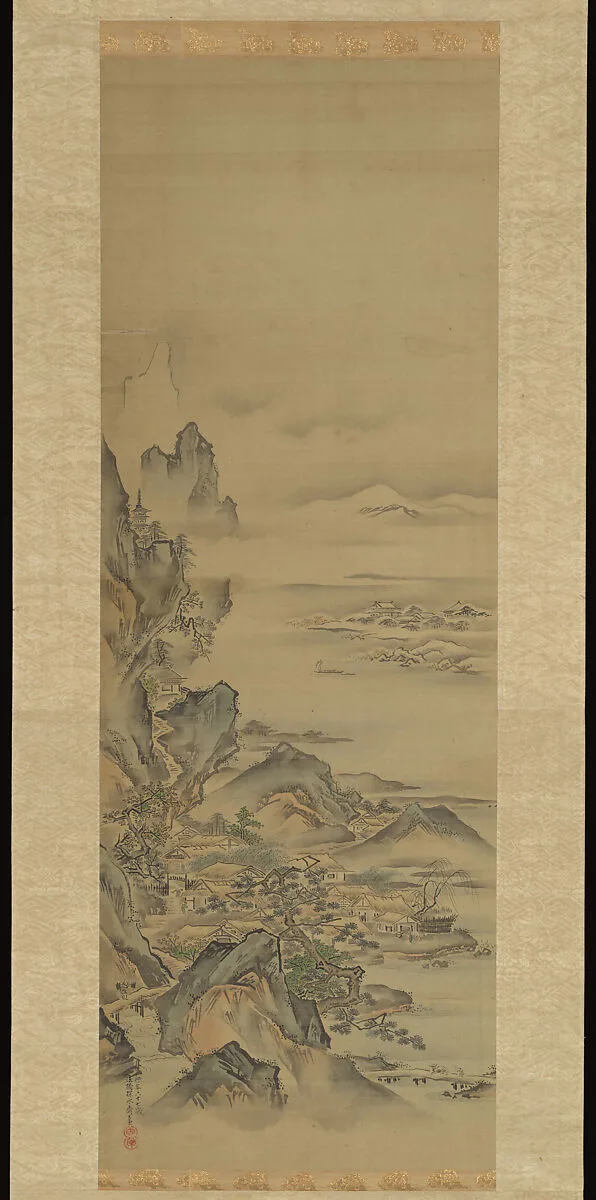 狩野探水守常筆 蓬莱山・瀟湘八景図|Mount Penglai with Eight Views of Xiao and Xiang — Kano Tansui Moritsune