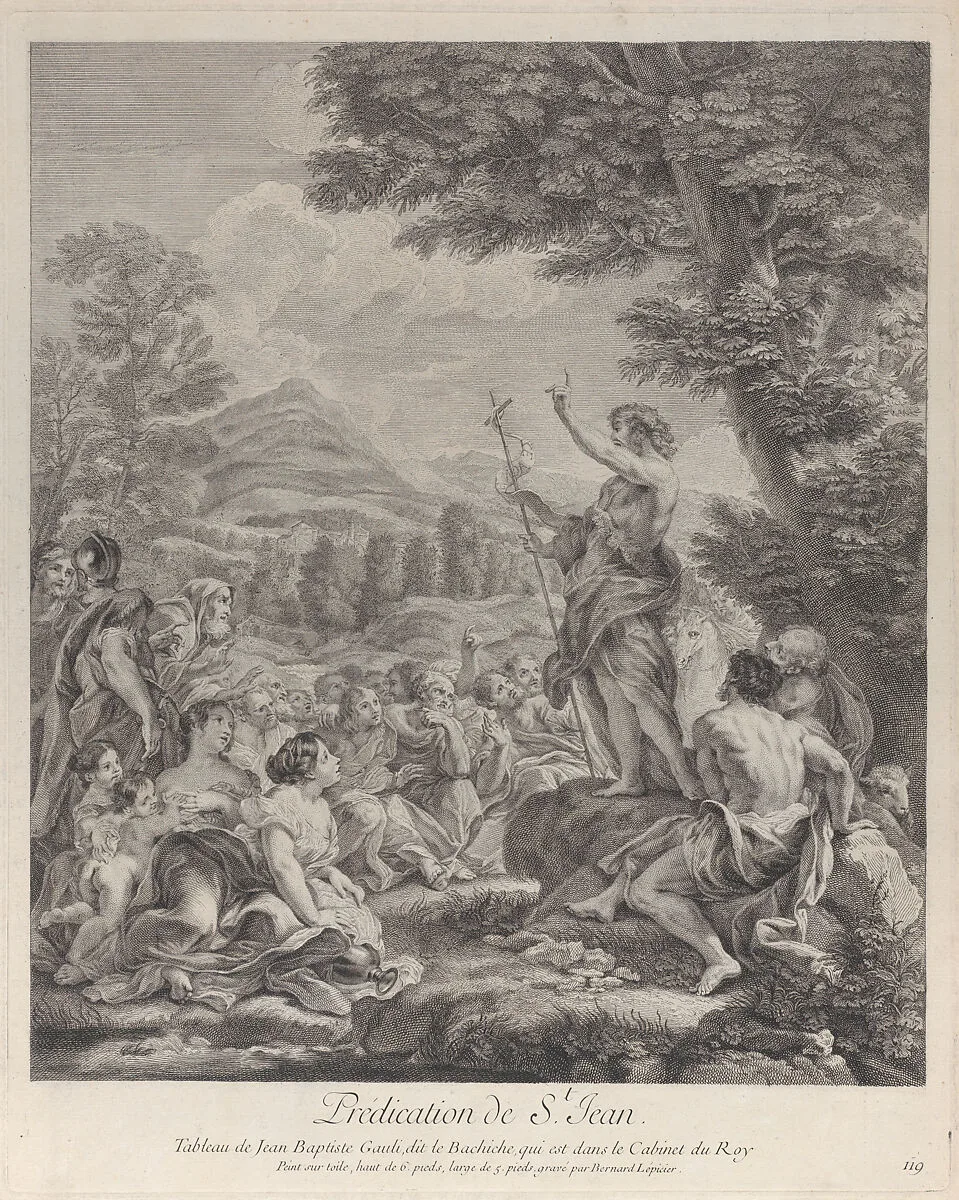 Saint John the Baptist preaching to a crowd — Giovanni Battista Gaulli (Il Baciccio)|Bernard Lepicié
