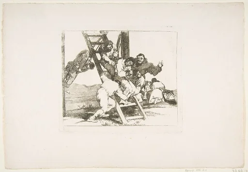 Plate 14 from "The Disasters of War" (Los Desastres de la Guerra): 'It's a Hard Step!' (Duro es el paso!)