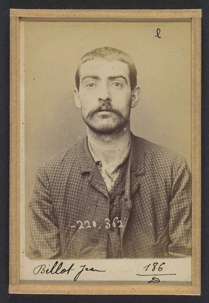 Billot. Jean. 23 ans, né le 23/1/71 à Bourges (Cher). Tireur en barre. Anarchiste. 1/7/94. — Alphonse Bertillon