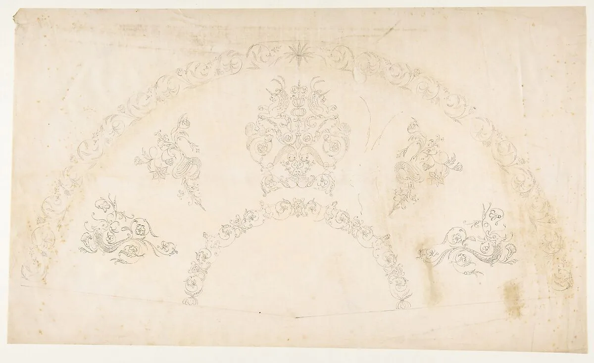 Fan Design with Grotesques — Anonymous, French, 19th century