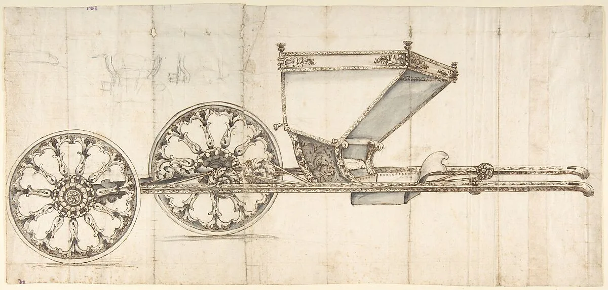 Design for a Carriage (Chaise Italienne?) — Giovanni Larciani ("Master of the Kress Landscapes")