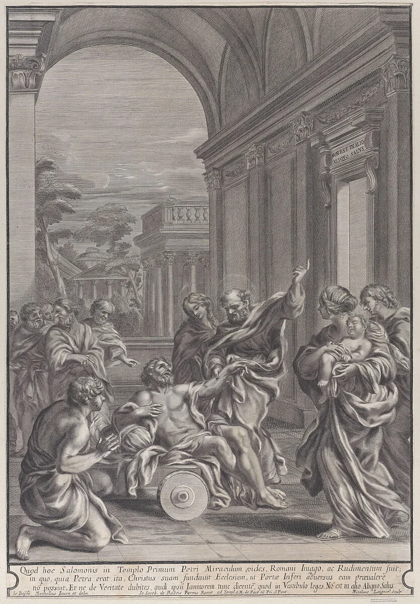 Saint Peter healing the sick, within a classical archway — Giovanni Giacomo De Rossi|Nicolas Laigniel|Giovanni Battista Manelli