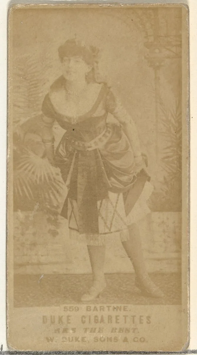 Card Number 559, Miss Bartine, from the Actors and Actresses series (N145-7) issued by Duke Sons & Co. to promote Duke Cigarettes — W. Duke, Sons & Co.