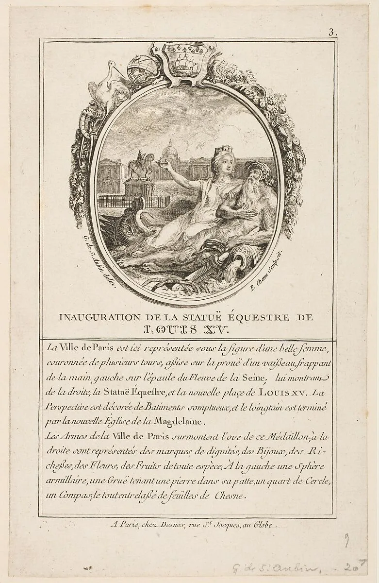 Inauguration de la statue equestre de Louis XV — Gabriel de Saint-Aubin|Pierre Chenu
