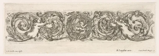 Design for a Frieze with Acanthus Scrolls with the Theme of Love, Plate 7 from: 'Decorative friezes and foliage' (Ornamenti di fregi e fogliami)