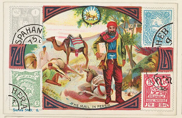 The Mail in Persia, bakery card from the Stamps and Mail Carriers of All Nations series (D73), issued by the Rochester Baking Company — Rochester Baking Company