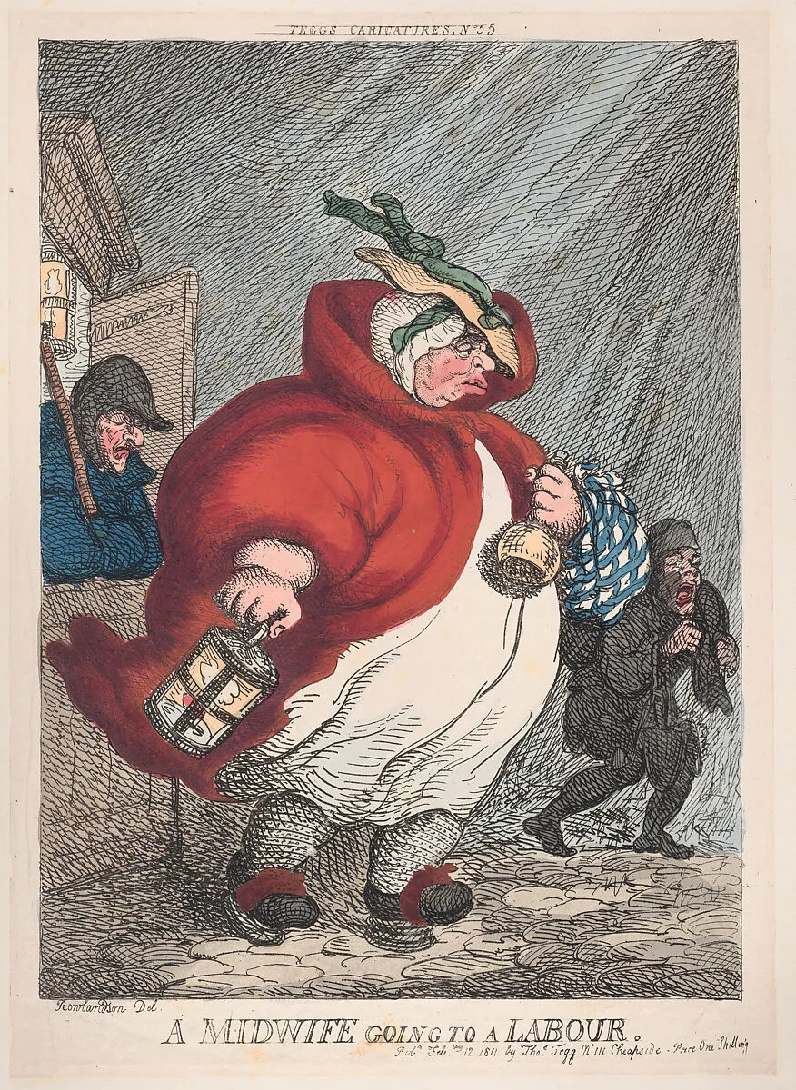 A Midwife Going to a Labour — Thomas Rowlandson|Thomas Tegg