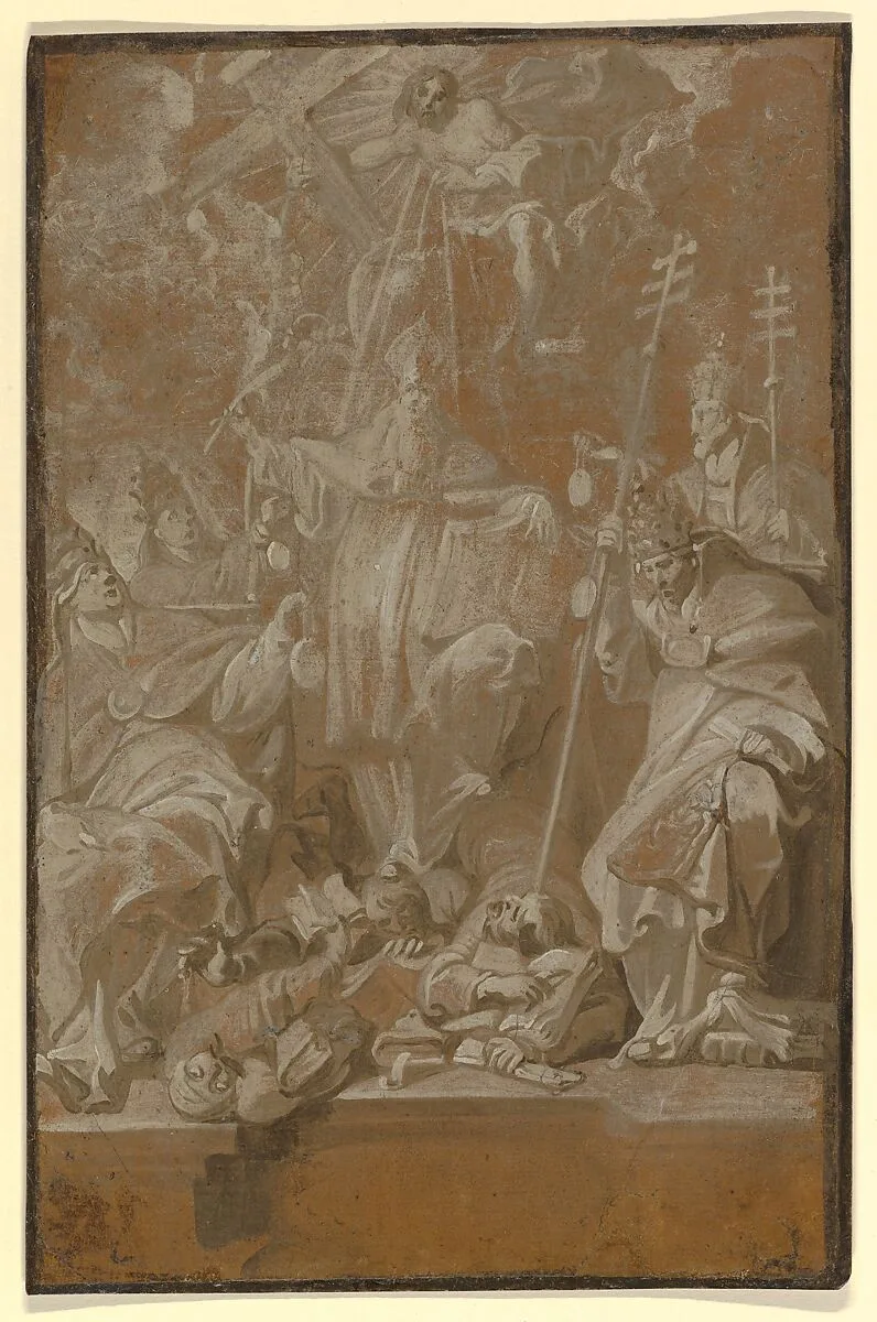 Saint Lambert Trampling his Murderers, Surrounded by the Four Church Fathers — Antoine Sallaert