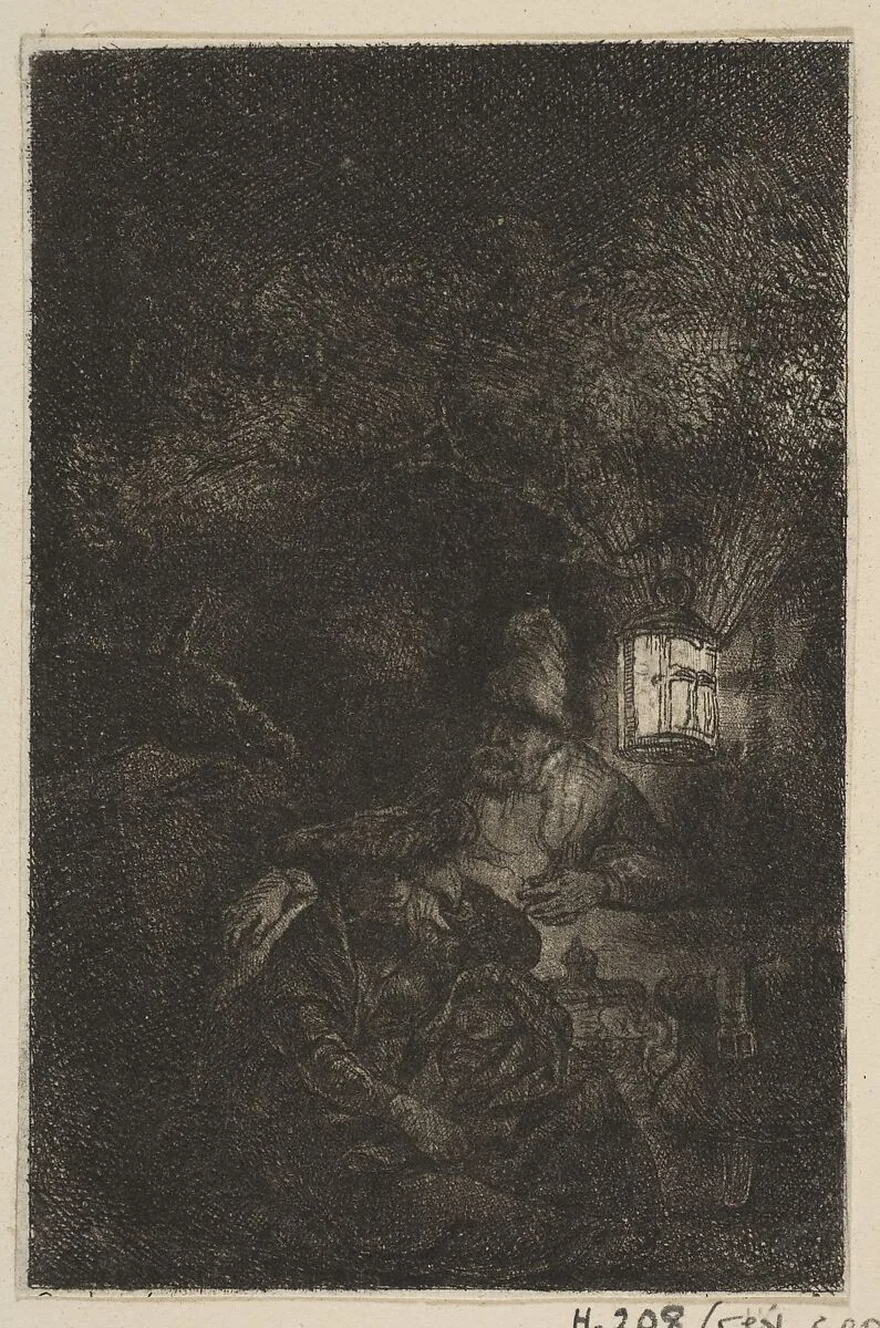 The Rest on the Flight into Egypt: A Night Piece (reverse copy) — Rembrandt (Rembrandt van Rijn)|Francesco Novelli