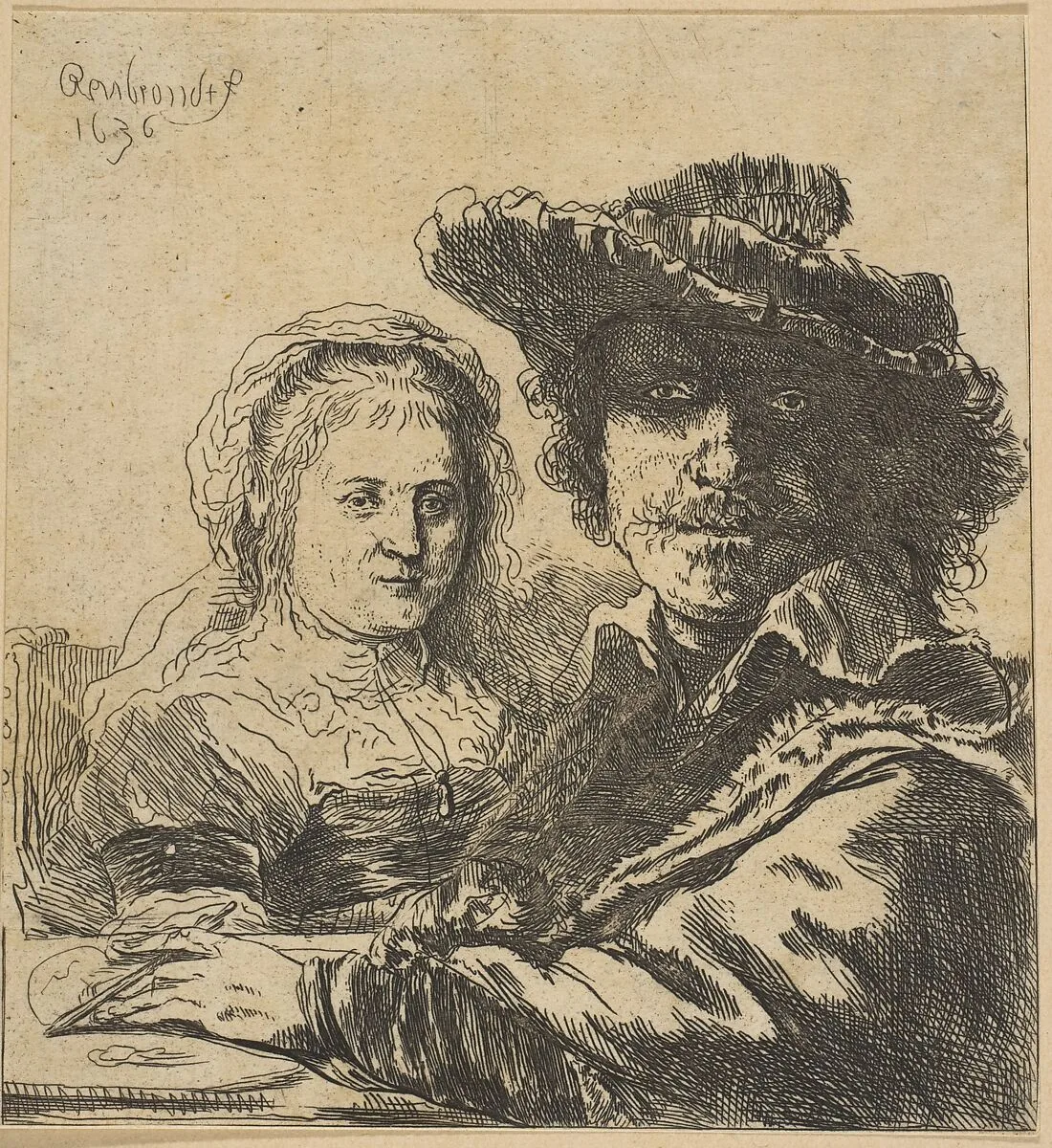 Rembrandt and his Wife (copy) — Chevalier Ignace Joseph de Claussin|Rembrandt (Rembrandt van Rijn)