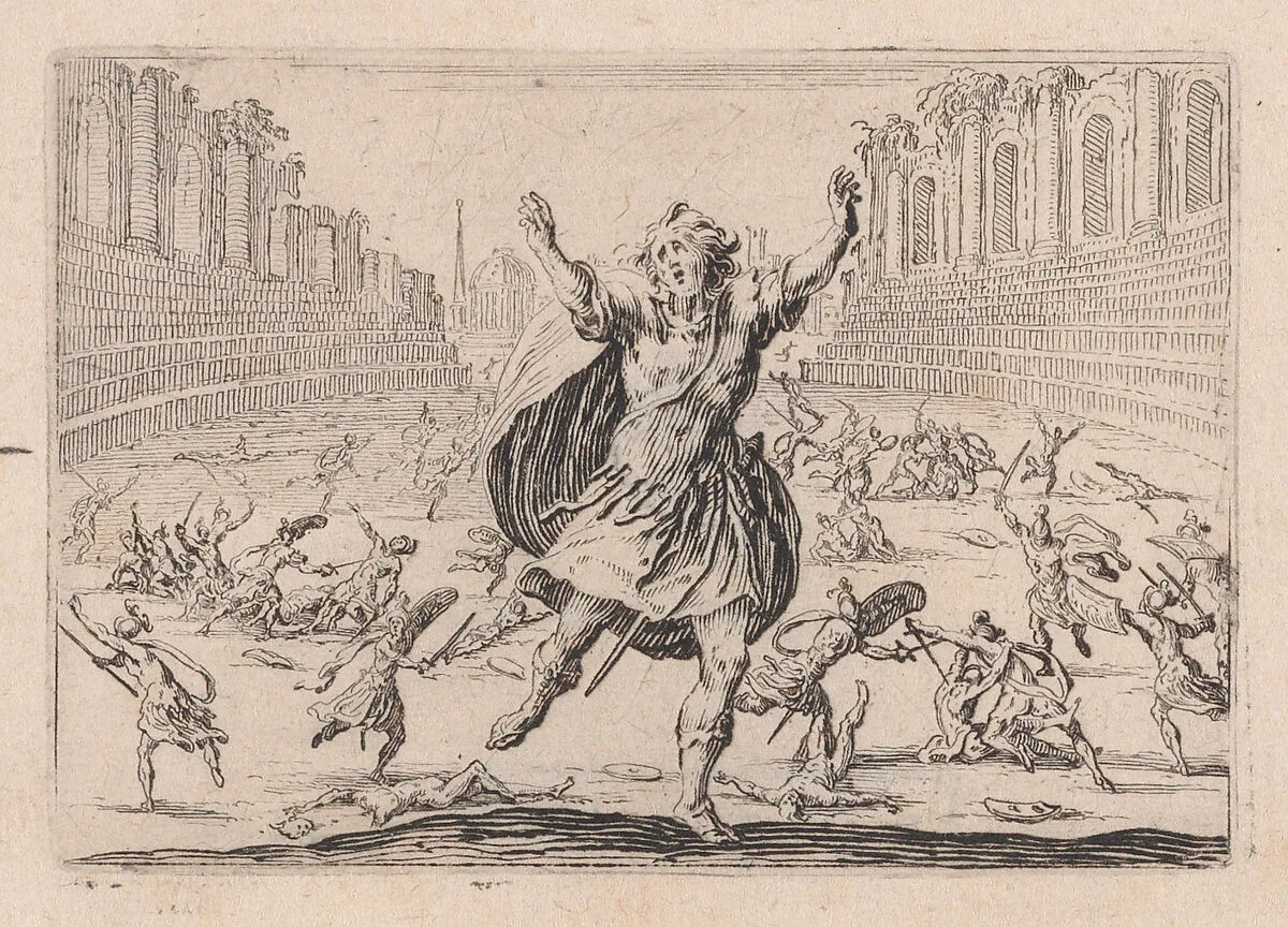 Escarmouche dans un Cirque (Skirmish in the Circus), from Les Caprices Series B, The Nancy Set — Jacques Callot|Lorenzo de' Medici