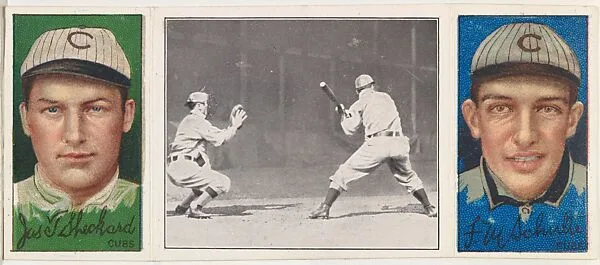 "Stone About to Swing," with F. M. Schulte and James T. Sheckard, from the series Hassan Triple Folders (T202) — Hassan Cigarettes
