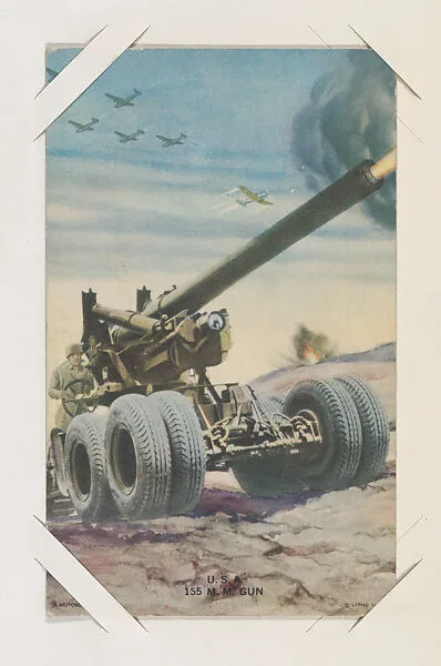 U. S. A. 155 M. M. Gun from Military cards series (W615) — International Mutoscope Reel Company