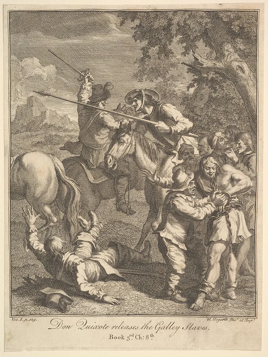 Don Quixote Releases the Galley Slaves (Six Illustrations for Don Quixote) — William Hogarth|Miguel de Cervantes Saavedra