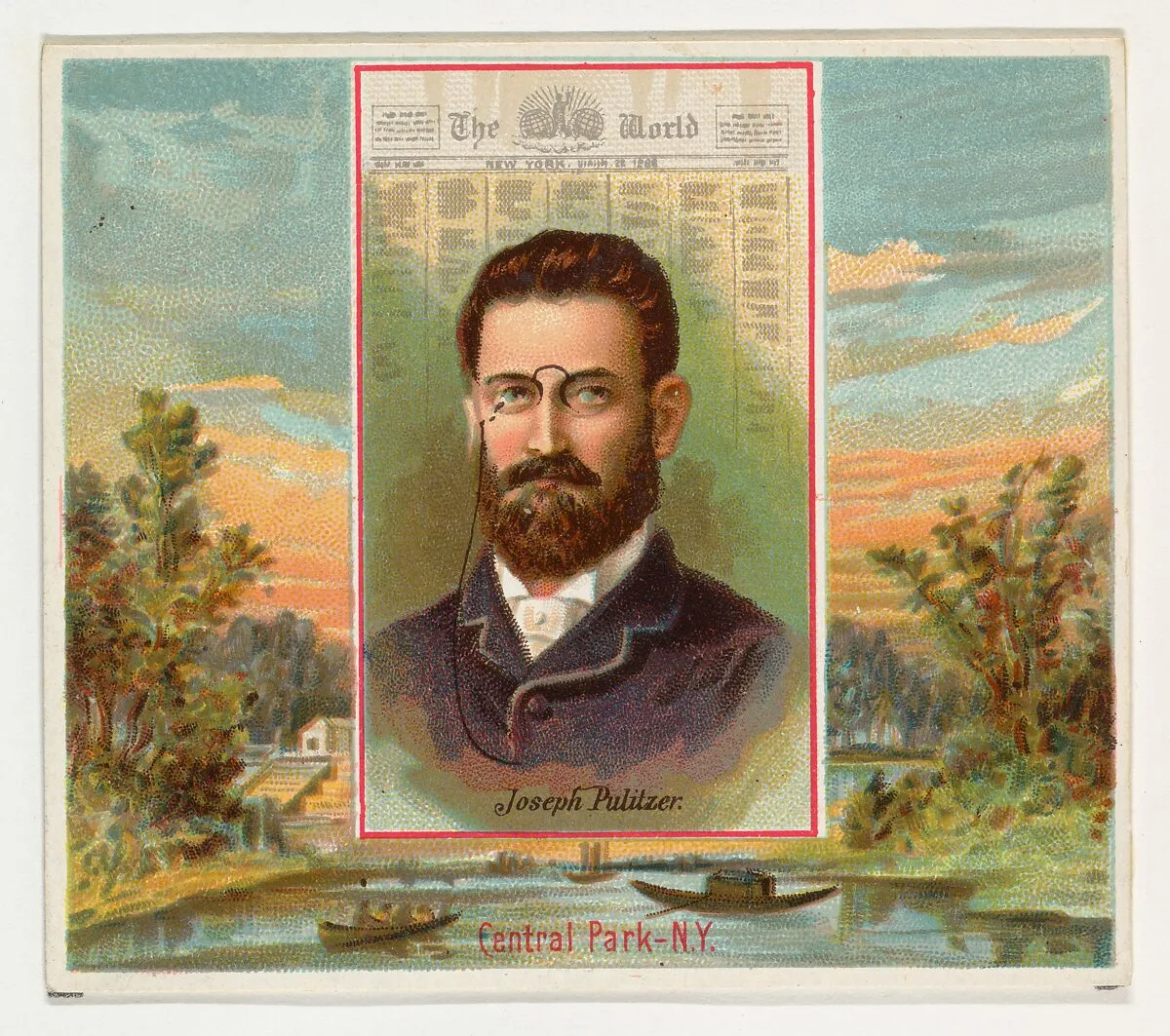 Joseph Pulitzer, The New York World, from the American Editors series (N35) for Allen & Ginter Cigarettes — Allen & Ginter