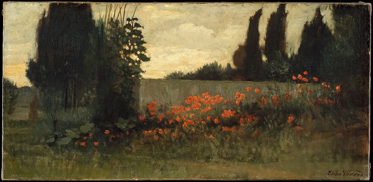 Cypress and Poppies — Elihu Vedder
