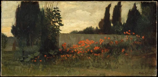 Cypress and Poppies