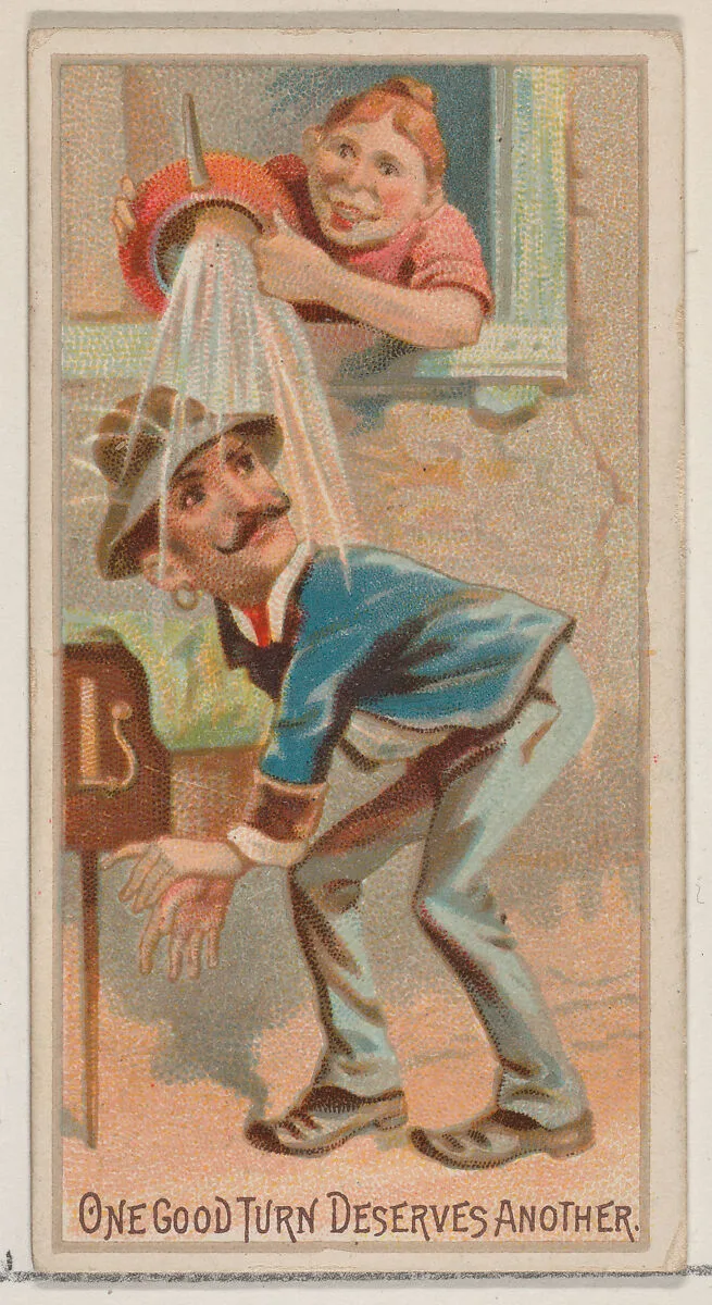One Good Turn Deserves Another, from the Jokes series (N87) for Duke brand cigarettes — W. Duke, Sons & Co.|George S. Harris & Sons