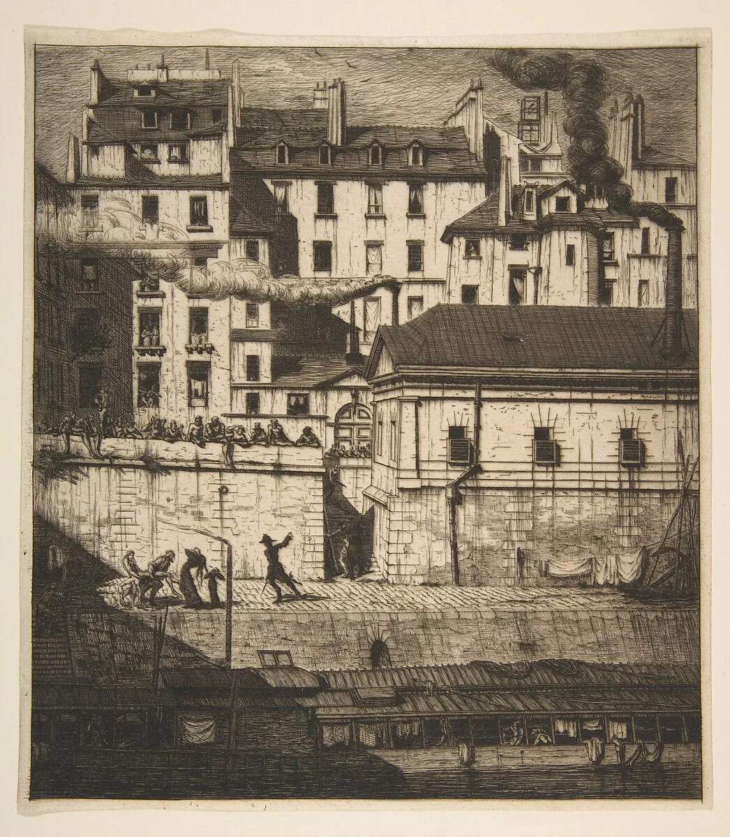The Mortuary, Paris (La Morgue) — Charles Meryon