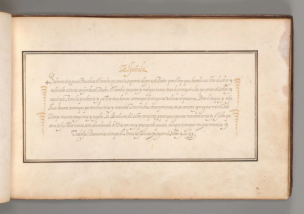 Calligraphic Exercise in Spanish — Anonymous