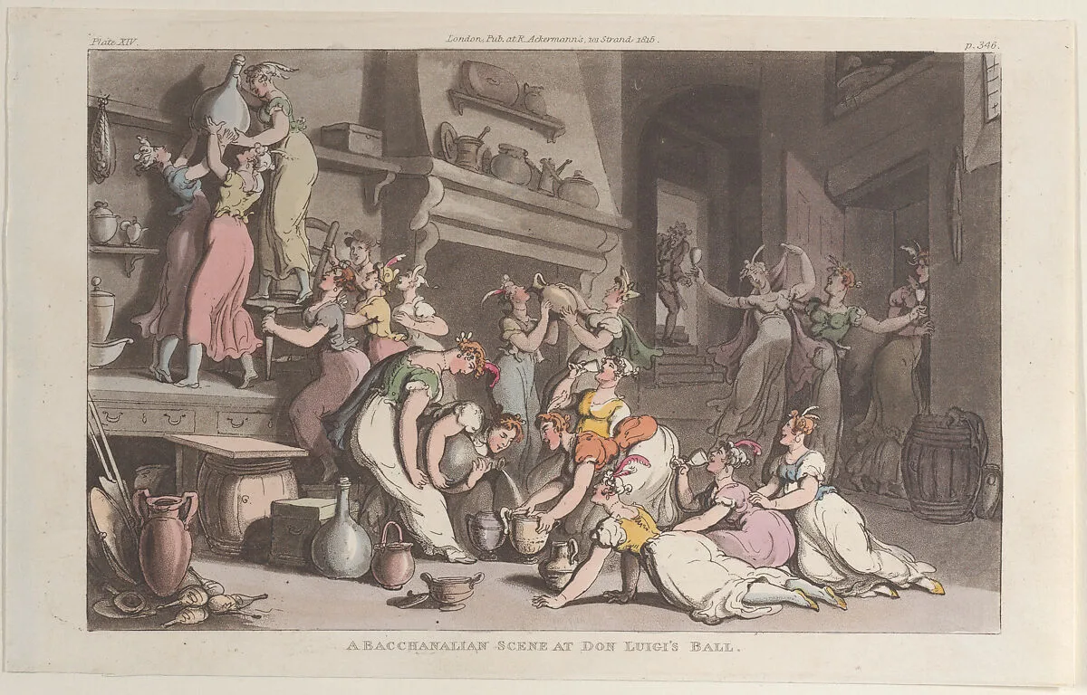 A Bacchanalian Scene at Don Luigi's Ball — Rudolph Ackermann, London|Lewis Engelbach|Thomas Rowlandson