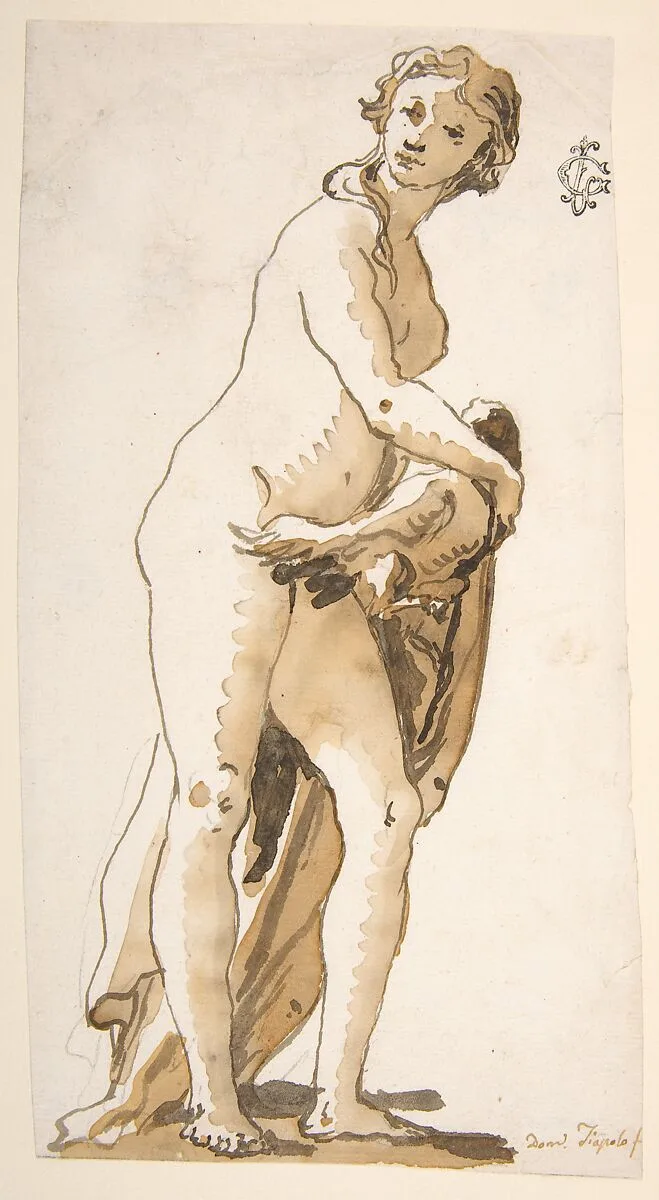 Study of a Garden Sculpture: Leda? — Giovanni Domenico Tiepolo