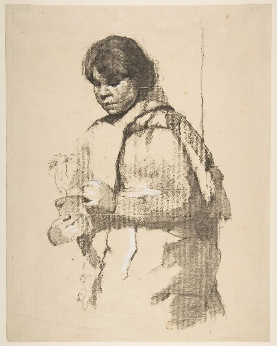 Girl with a Flower Pot — Anonymous, French, 19th century