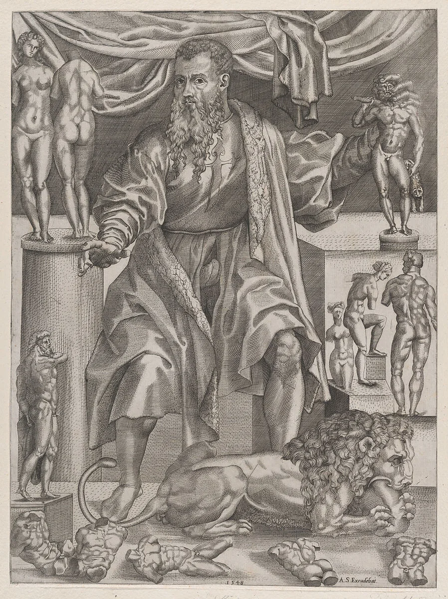 Portrait of Baccio Bandinelli with Lion — Niccolò della Casa|Baccio Bandinelli|Antonio Salamanca|Anonymous, 16th century|Baccio Bandinelli