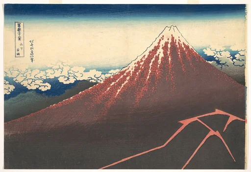 冨嶽三十六景 山下白雨|Storm below Mount Fuji (Sanka no haku u), from the series Thirty-six Views of Mount Fuji (Fugaku sanjūrokkei)