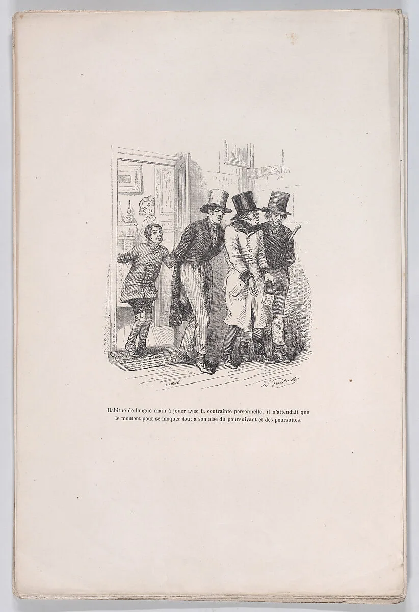 "He was only waiting to make fun of the pursuer and the pursuit" from the Little Miseries of Human Life — Victor Laisné|J. J. Grandville|Paul-Emile-Daurand Forgues|Henri Fournier