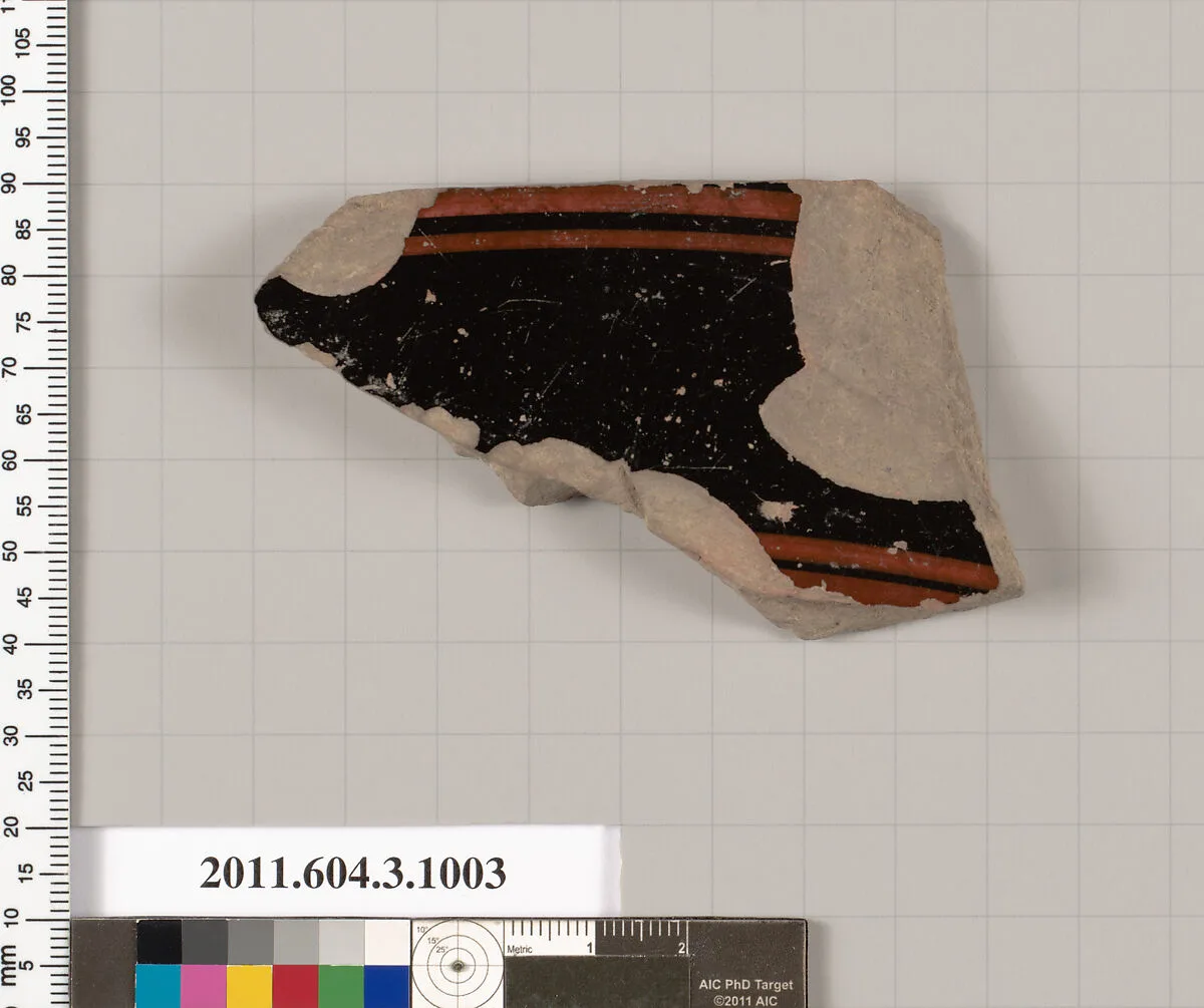 Terracotta fragment of lekanis (covered dish)? — Unknown