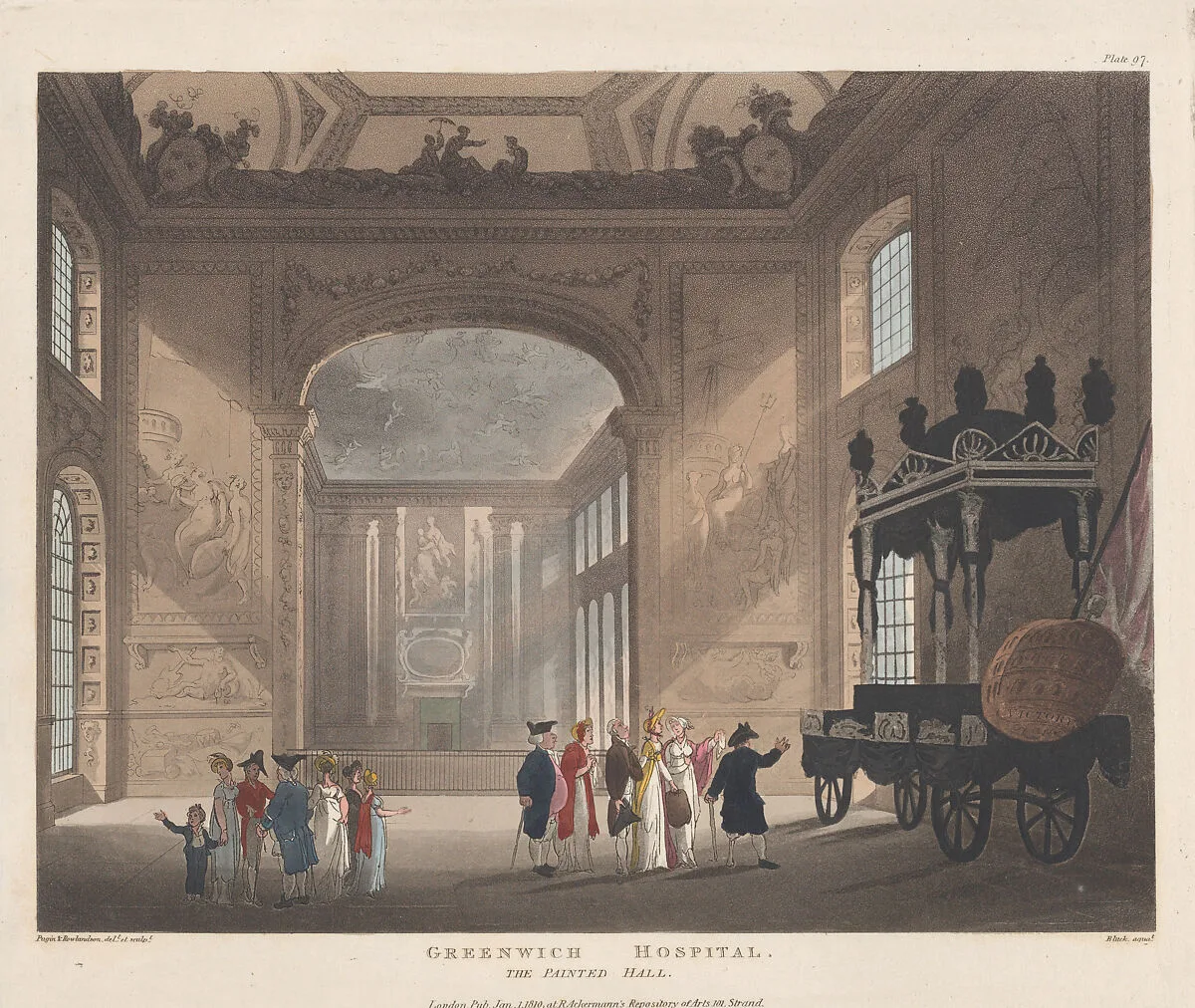 Greenwich Hospital, The Painted Hall — John Bluck|Thomas Rowlandson|Auguste Charles Pugin|Rudolph Ackermann, London