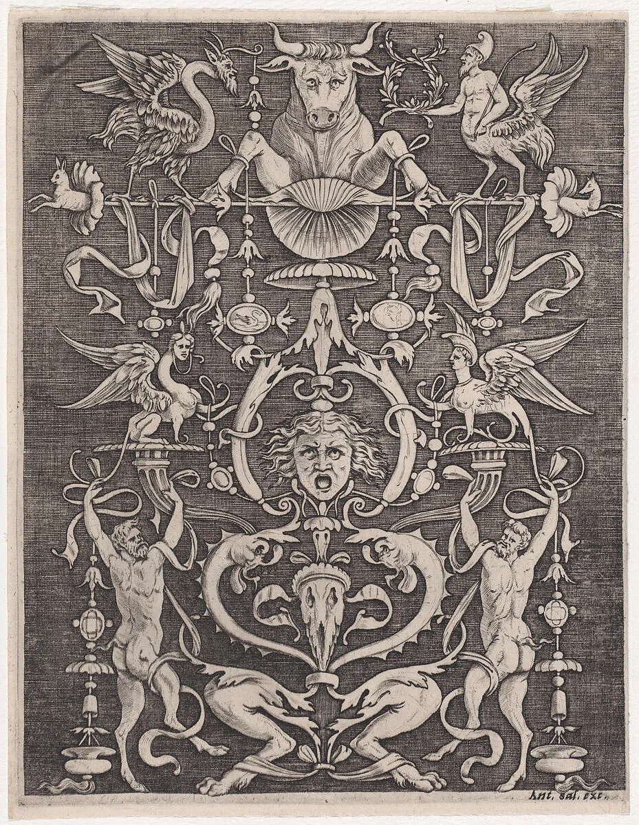 Ornamental Panel — Agostino Veneziano (Agostino dei Musi)