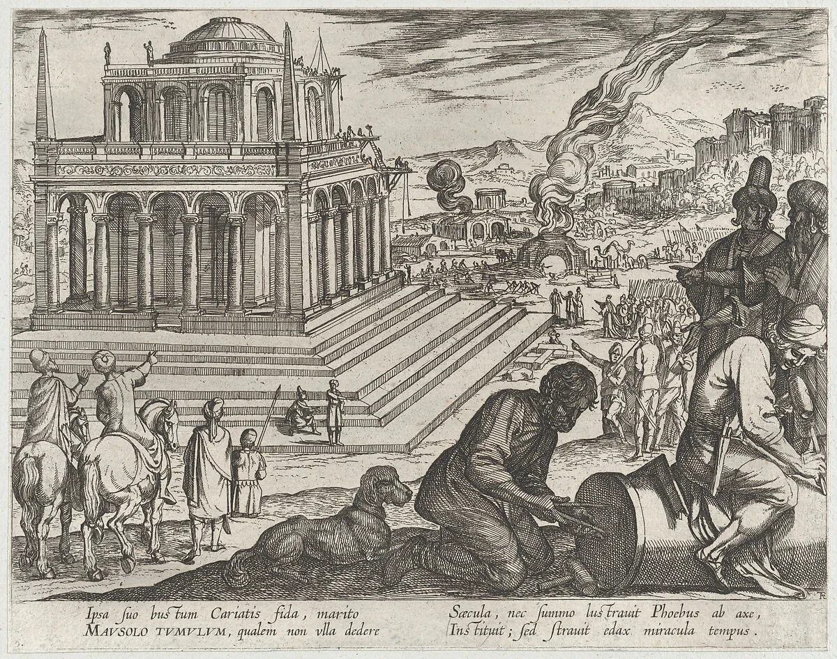 Plate 5: The Tomb of Mausolus, from 'The Seven Wonders of The World' — Antonio Tempesta
