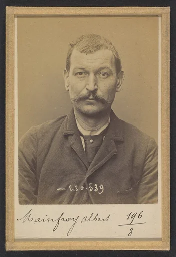 Mainfroy. Albert, Pierre. 41 ans, né le 7/4/52 à Courbevoie (Seine). Imprimeur. Anarchiste. 3/7/94.