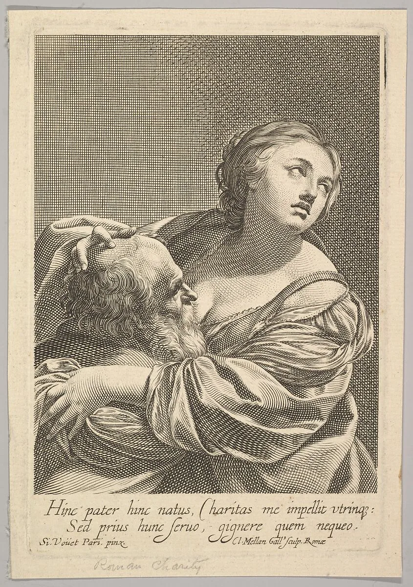 Roman Charity (La Charité romaine) — Claude Mellan|Simon Vouet