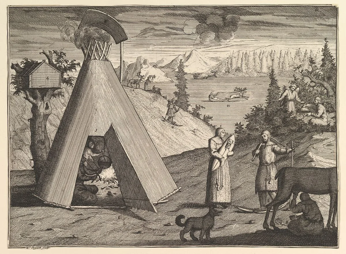 A Lapland Hut (Aubry de La Mottraye's "Travels throughout Europe, Asia and into Part of Africa...," London, 1724, vol. II, pl. 38) — William Hogarth|Aubry de La Mottraye