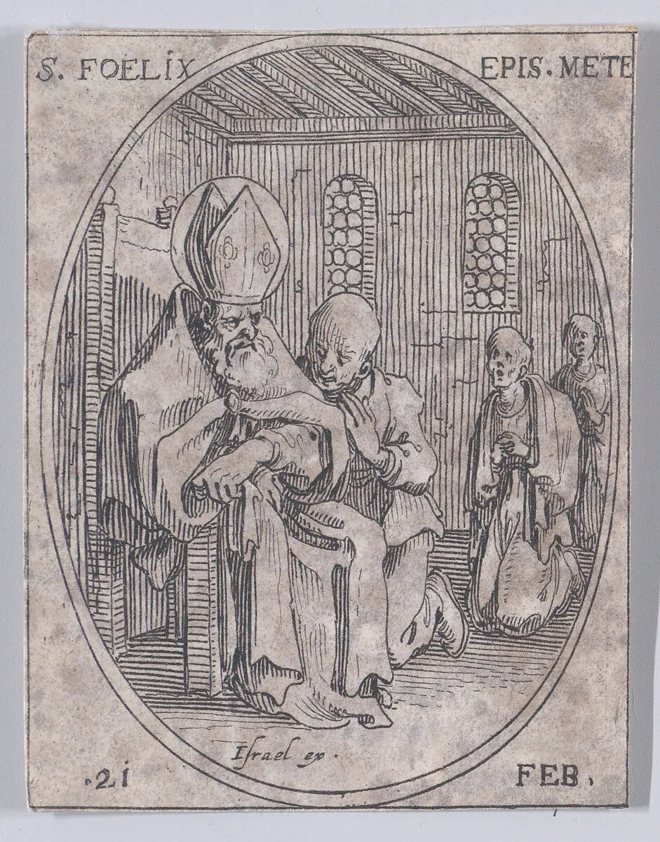 S. Polycarpe (St. Polycarp), February 23rd, from "Les Images De Tous Les Saincts et Saintes de L'Année" (Images of All of the Saints and Religious Events of the Year) — Jacques Callot|Israël Henriet