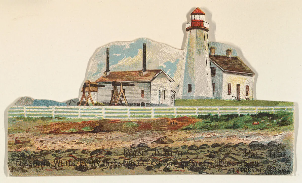 Point Judith, from the Lighthouses series (N119) issued by Duke Sons & Co. to promote Honest Long Cut Tobacco — W. Duke, Sons & Co.|The Giles Company