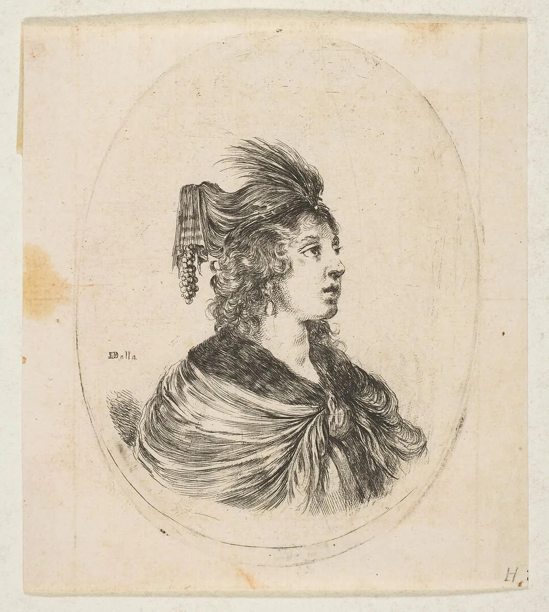 Woman coiffed as a sultana, from 'Several heads in the Persian style' (Plusieurs têtes coiffées à la persienne) — Stefano della Bella|Israël Henriet