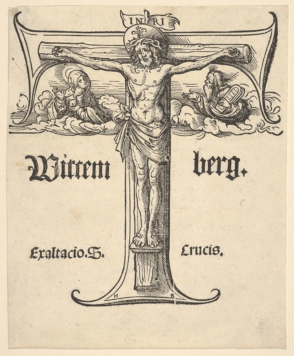 Christ on the Cross Between the Virgin and Moses — Hans Burgkmair