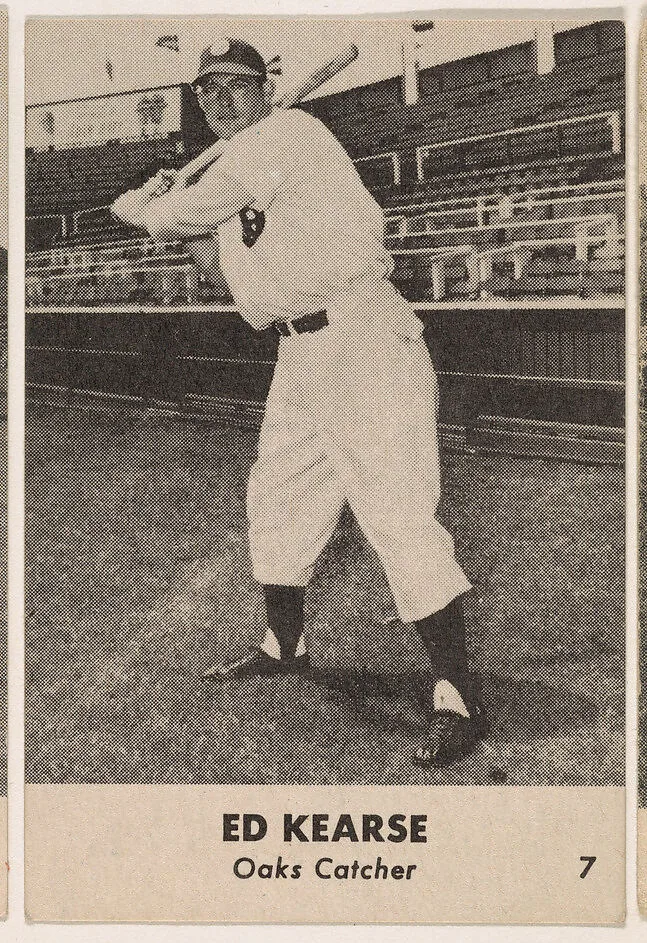 Ed Kearse, Oaks Catcher, No. 7, from the Oakland Baseball Players (Oaks) series (D317), issued by Sunbeam Bread and Remar Bread — Sunbeam Bread